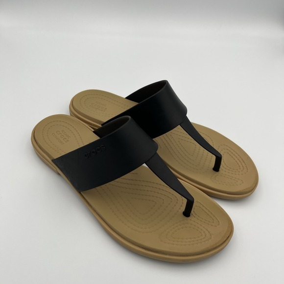 Crocs Tulum Flip Sandal Women's Size 9 Black Iconic Comfort Slip On Flip Flop - Picture 2 of 12